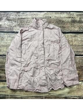 Nicole Miller Jacket Womens Small Linen Blend Snap Button Pink